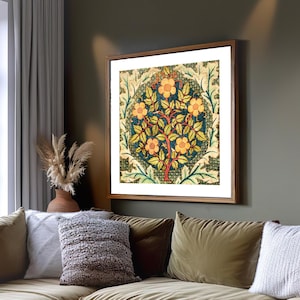 William Morris &quot;Rose Wreath&quot; Vintage Restored. Gallery Quality, Giclee Fine Art Printing.  Five Popular Print Sizes. Ready to Frame.