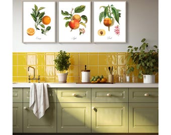 Kitchen Wall Art Print Set – Choose Your Fruit!  Enter Selections in Personalization.
