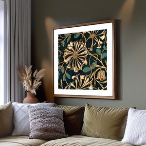 William Morris &quot;Honeysuckle&quot; Vintage Restored. Gallery Quality, Giclee Fine Art Printing.  Five Popular Print Sizes. Ready to Frame.