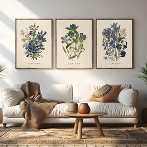Restored Floral Art Prints - Set of Three - Giclée Quality BEIGE