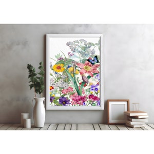ALTERED ART PRINT.  Floral Arts.  Six Popular Print Sizes.  Gallery Quality Fine Art Printing.  Ready to Frame. Frame Not Included.