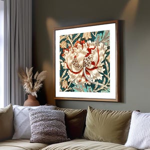 William Morris &quot;Honeysuckle&quot; Vintage Restored. Gallery Quality, Giclee Fine Art Printing.  Four Popular Print Sizes. Ready to Frame.