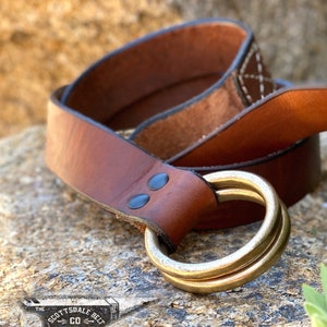 Double Ring Harness Leather Belt 1.5" Men’s/Women’s Handcrafted Vintage Black/Brown USA Made-Solid Brass-Stainless Steel - The Sausalito