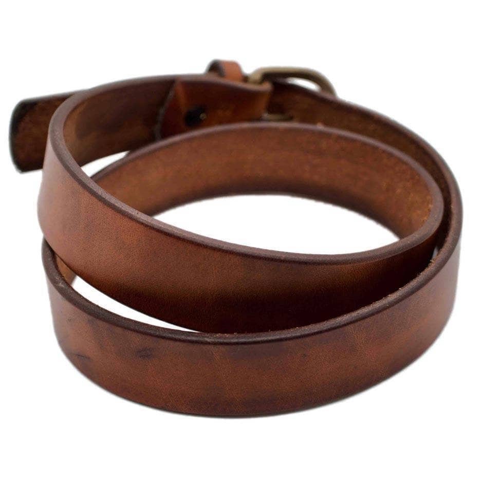 Women's Medium Brown 1.5 Leather Belt | Steel or Brass Horseshoe Buckle |  The Brooke