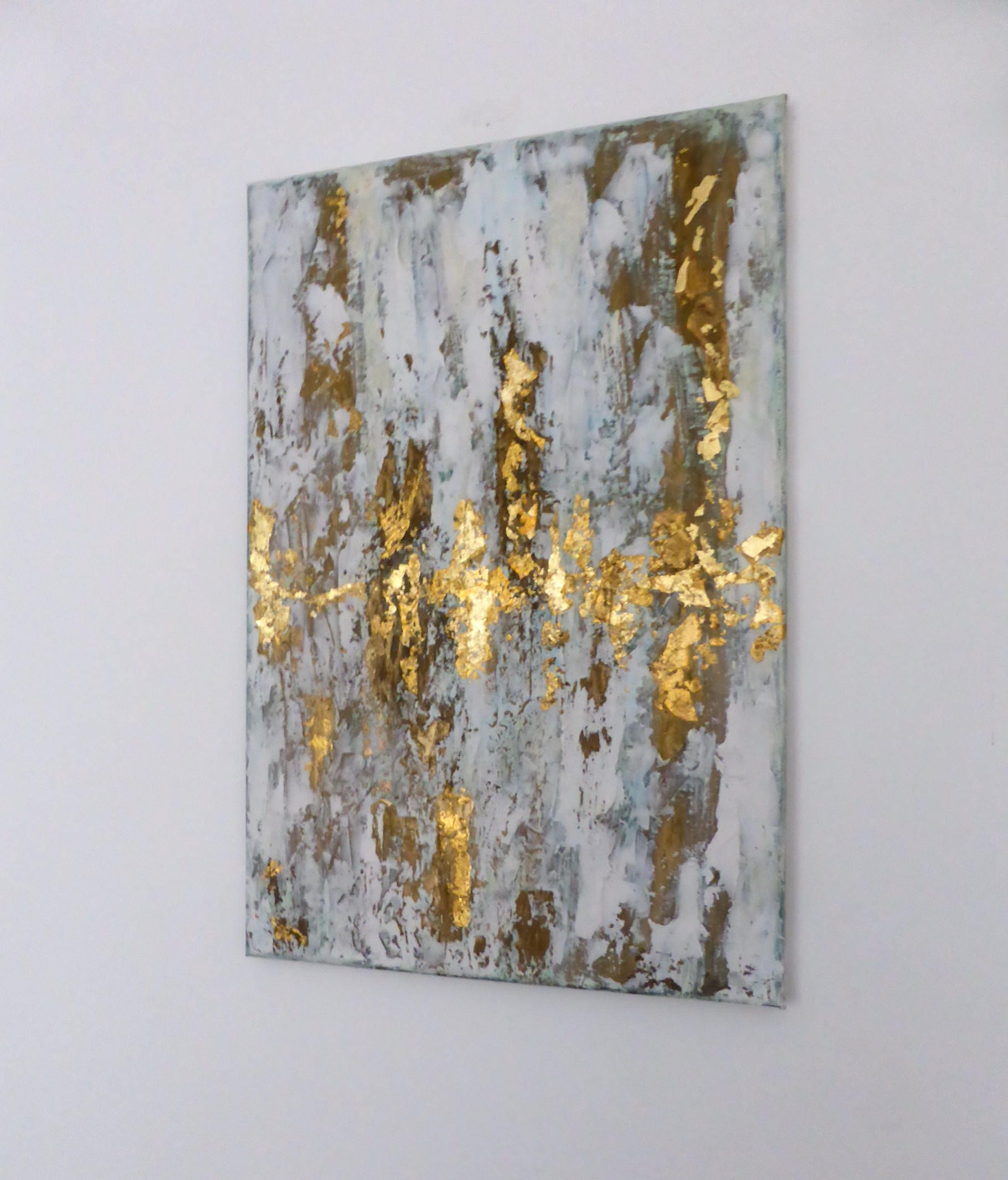 gold leaf on canvas combined with oil paint and structure Etsy