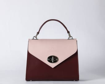 pink leather bag, pink handbag, violet real leather handbag,made in italy, woman leather bag, bag laptop, leather big bag,travel bag