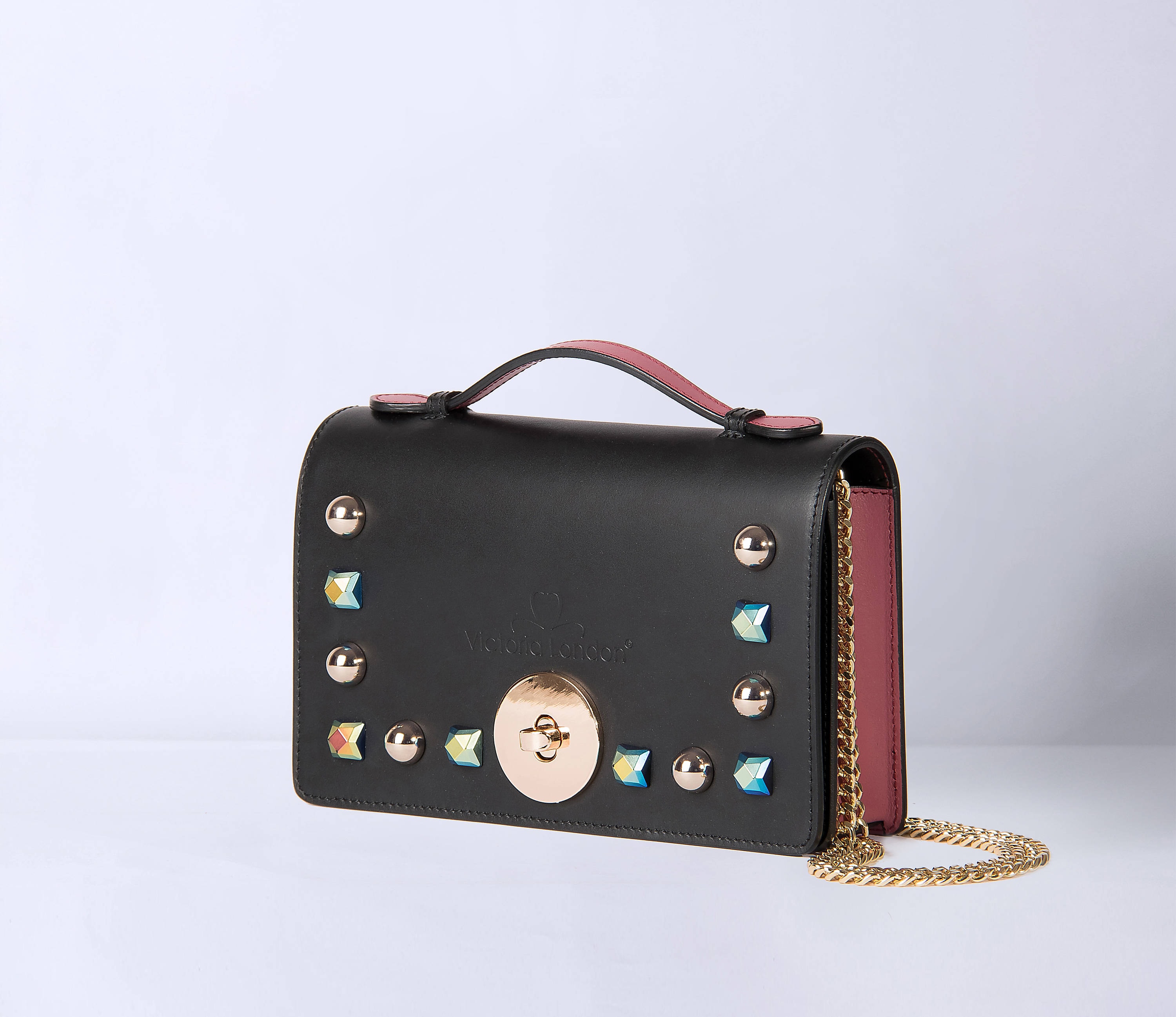 Black Leather Bag, Small Studs Bag, Black Real Leather Black Leather Bag, Small Studs Bag, Black Real Leather