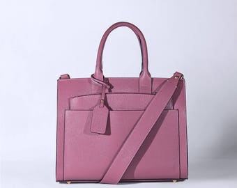 Purple leather bag, pink handbag, purple real leather handbag,made in italy, woman leather bag, bag laptop, leather big bag,travel bag