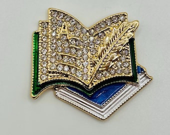 Green and Blue Crystal Book Stack Needle Minder/Magnet