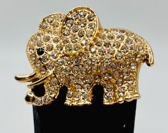 Stunning Gold and Crystal Elephant Needle Minder/Magnet