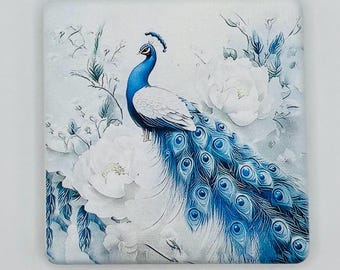 Stunning Blue and White Peacock Bead Case