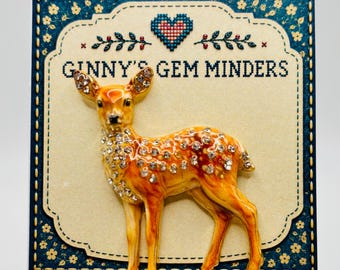 Gorgeous Enamel/Crystal Deer Doe Needle Minder/Magnet - NOT FOR CHILDREN