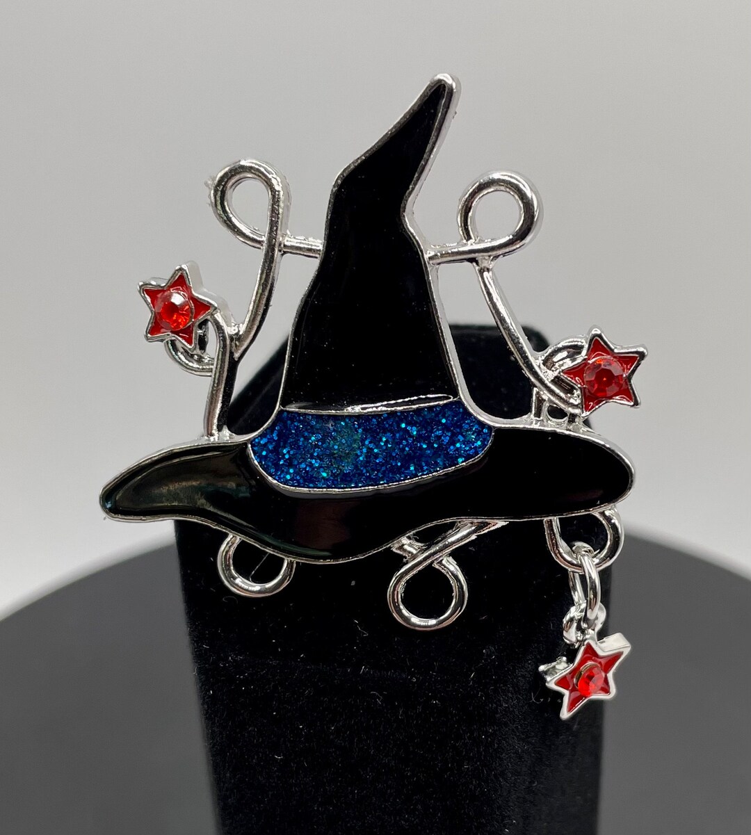 Beautiful Black Witch Hat With Stars Needle Minder/magnet - Etsy