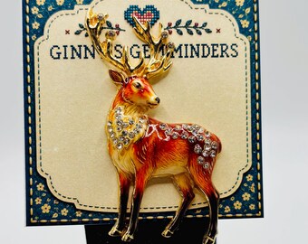Gorgeous Enamel/Crystal Buck Deer Needle Minder/Magnet - NOT FOR CHILDREN