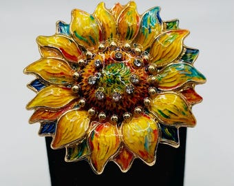Beautiful Paint Drip and Crystal Sunflower Needle Minder/Magnet