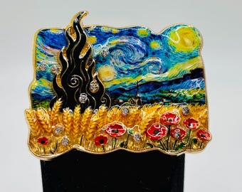 Swirly Sky and Flowers Needle Minder/Magnet
