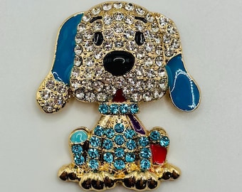 Adorable Blue Crystal Puppy Dog Needle Minder/Magnet