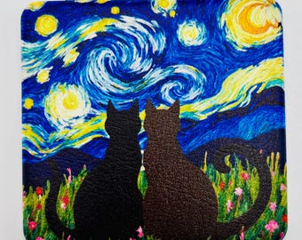 Starry Sky Black Gray Cat Bead Case