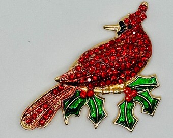 Stunning  Crystal Red Cardinal Bird Needle Minder/Magnet