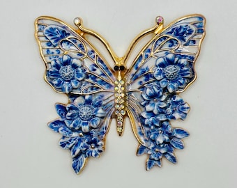 Stunning Blue and White Large Butterfly Needle Minder/Magnet