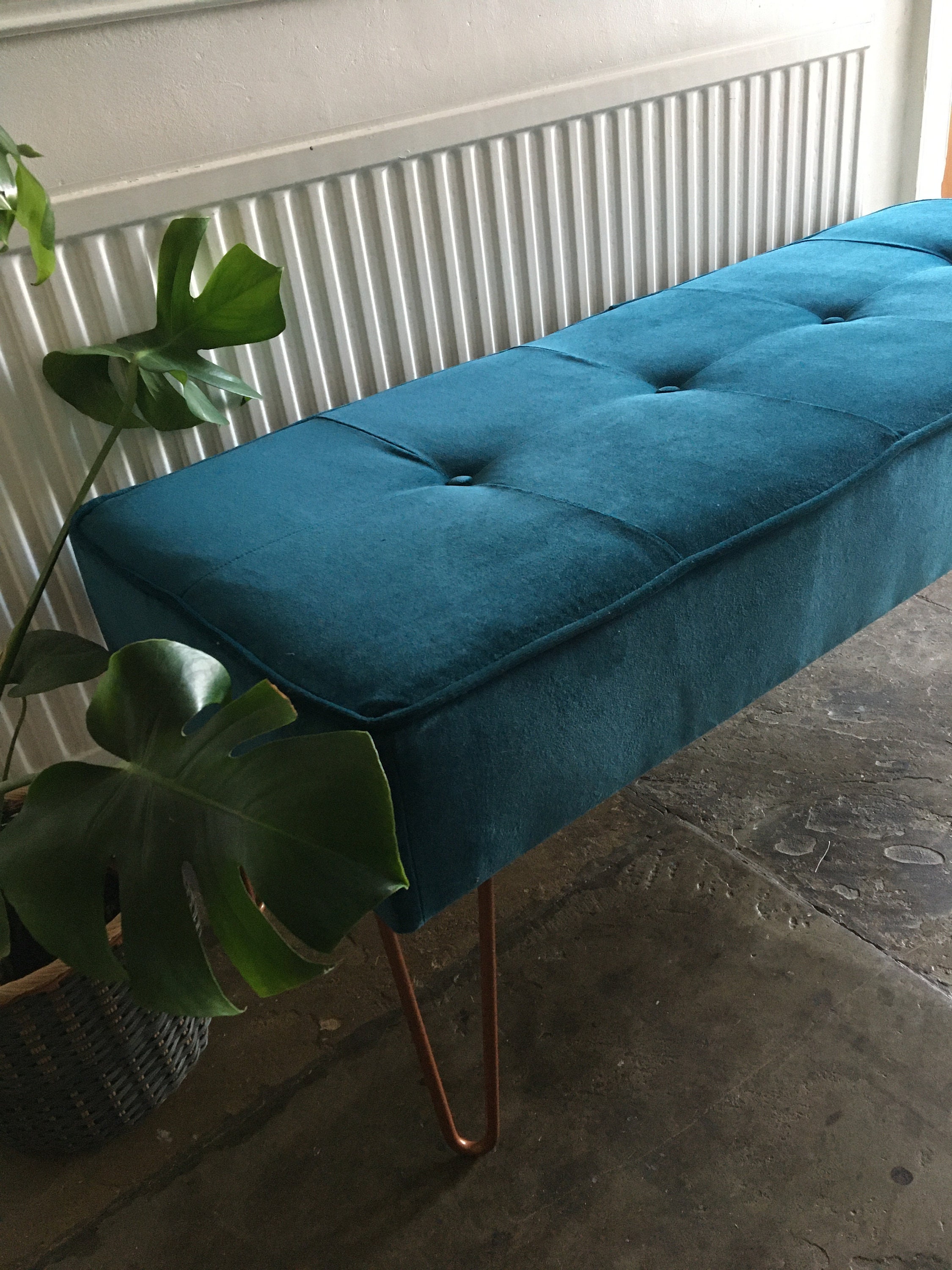Large Luxurious Velvet Buttoned Bench Seat Etsy UK