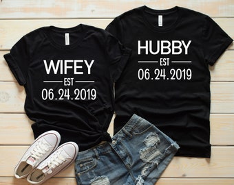 Hubby /& Wifey Matching Couples Vintage Shirts Set We Match