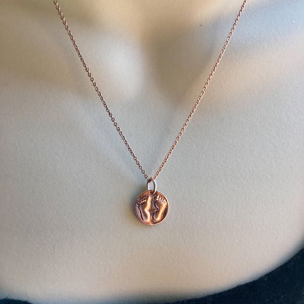 Baby Feet Infant Pregnancy Loss Miscarriage Rose Gold Necklace, miscarriage gift, infant loss gift, new mother gift, baby initial, baby feet