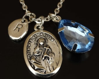St Catherine of Siena Necklace, St Catherine of Siena Charm, St Catherine of Siena Pendant, St Catherine of Siena Medal, Saint Catherine