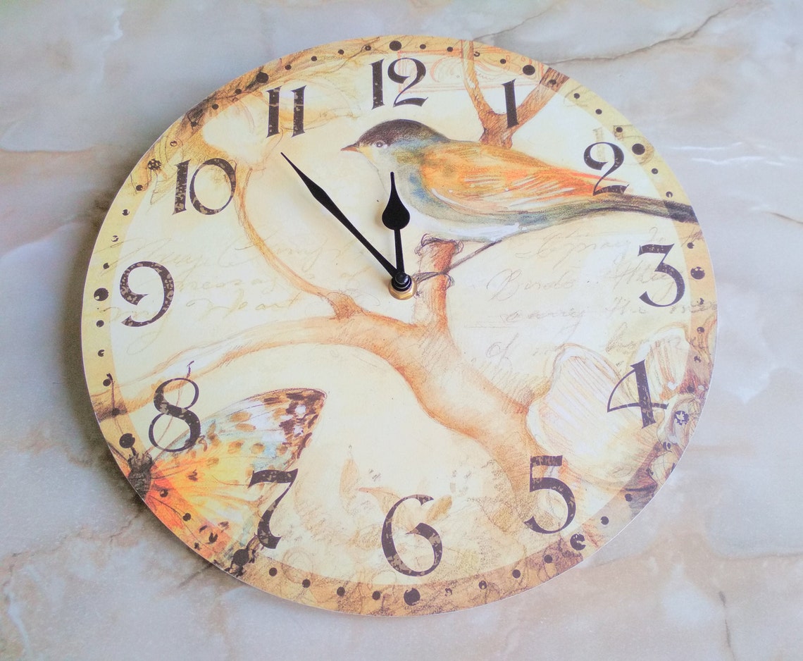 Bird wall clock Unique clock Modern wood clock Bird home Etsy