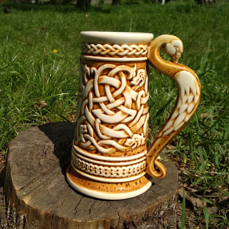 Handmade viking beer stein Dragon beer mug Dragon tankard Etsy