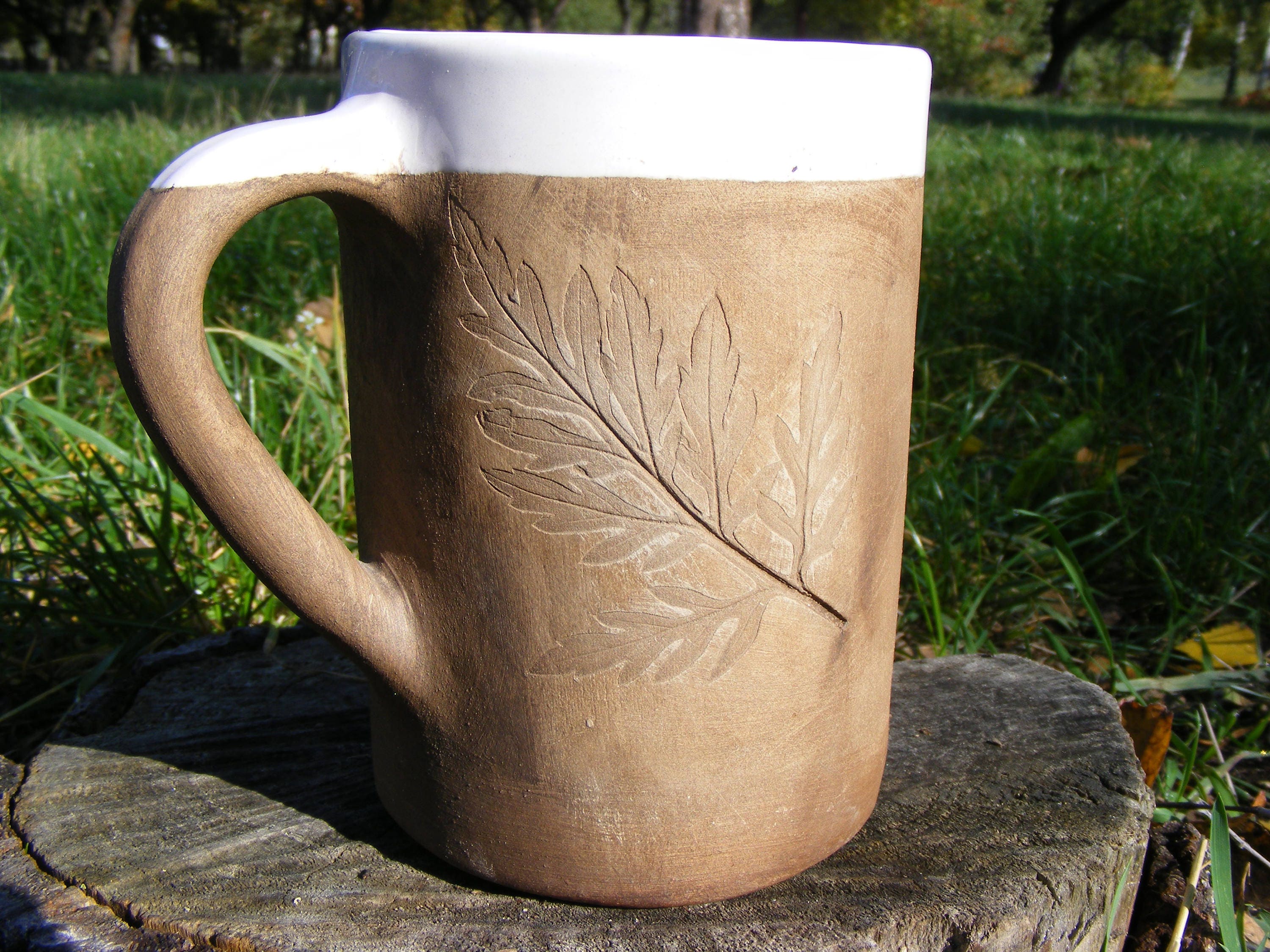 Clay Coffee Mug With Leaf Handmade Pottery Mug Rustic Terra Etsy clay-coffee-mug-with-leaf-handmade-pottery-mug-rustic-terra-etsy