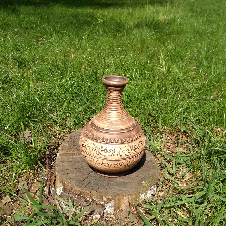 Clay Jug Pottery Jar Unglazed Pitcher Wine Carafe Rustic Etsy