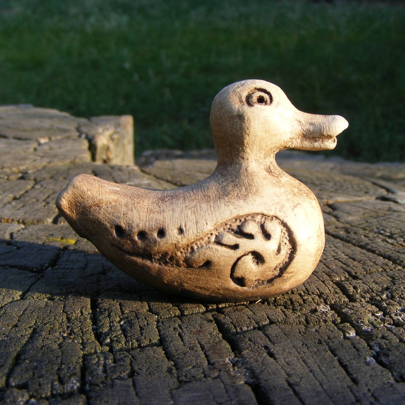 Bird Whistle Little Duck Figurine Clay Sculpture Handcrafted Etsy