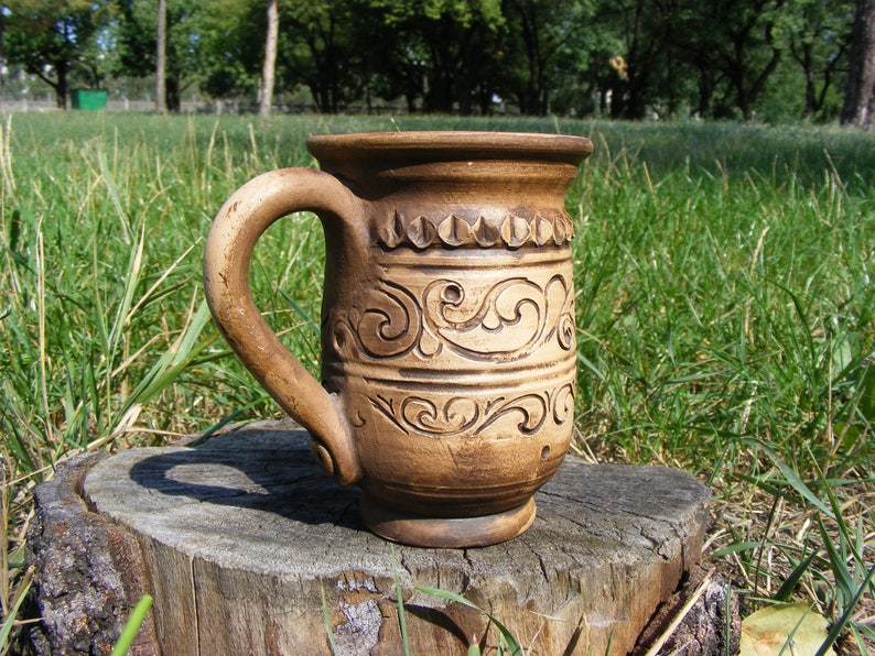 Organic Clay Mug Handmade Beer Pint Wine Cup Ceramic Mugs Boho Etsy