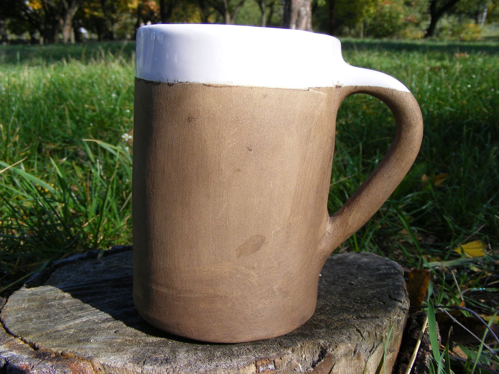 Clay coffee mug with leaf Handmade pottery mug Rustic terra Etsy