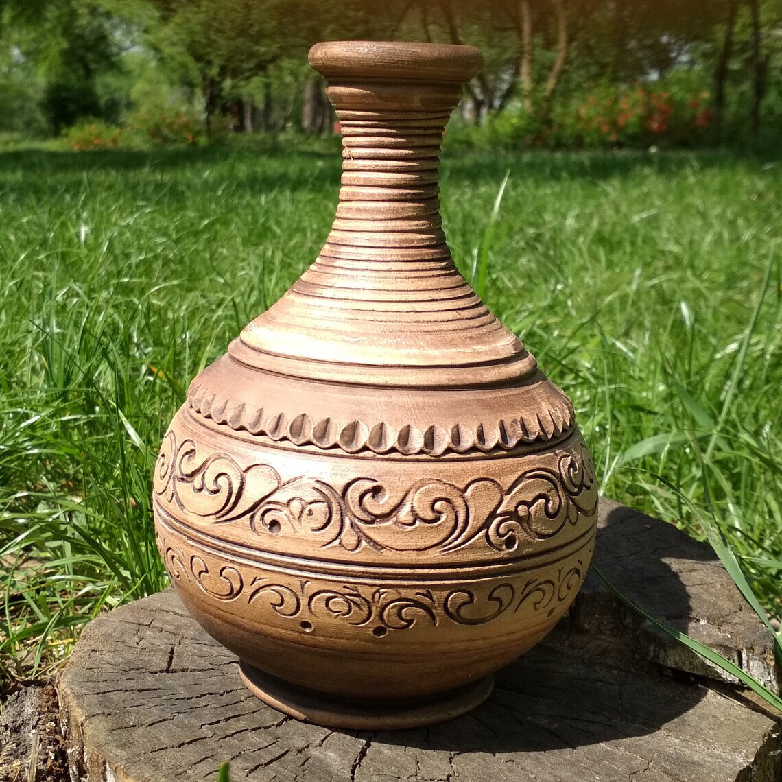 Clay Jug Pottery Jar Unglazed Pitcher Wine Carafe Rustic Etsy
