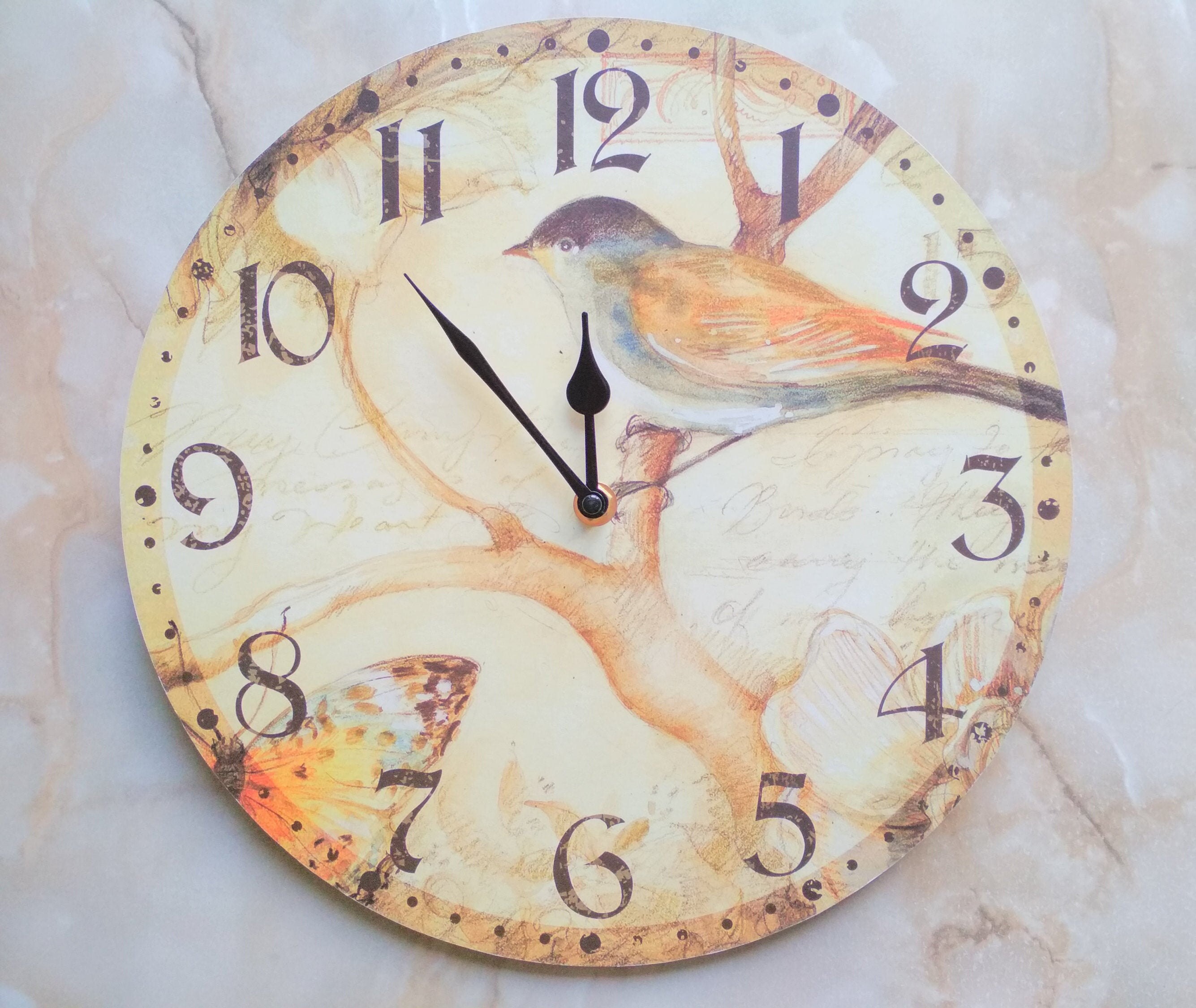 Bird wall clock Unique clock Modern wood clock Bird home Etsy