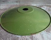 Green enamel hanging pendant lamps. Industrial ceiling lights. Industrial decor. Hanging lamp. French green enamelware light shade.