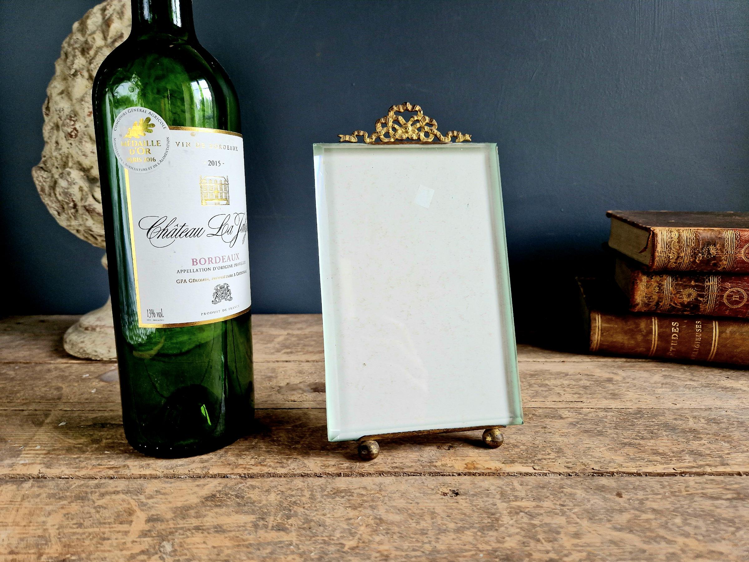 French Antique Beveled Glass Photo Frame: Chateau Ribbon Decor - Etsy