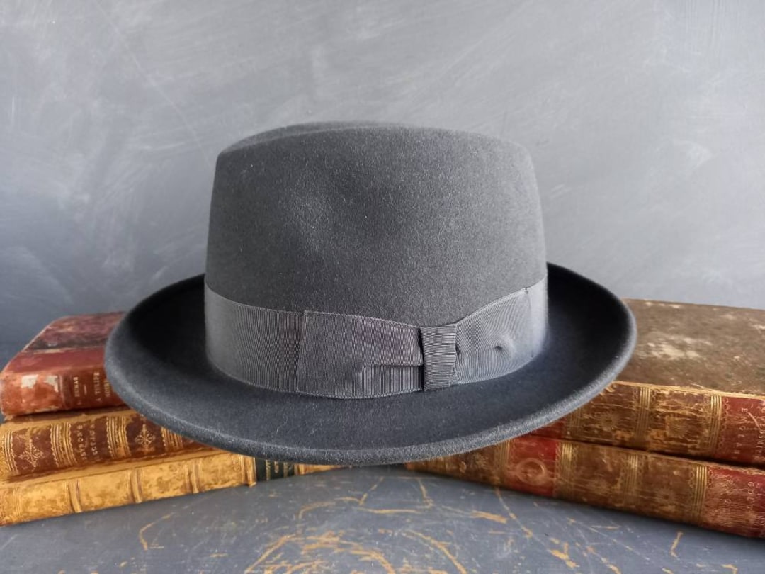 Vintage Mossant Paris Fedora Hat, Charcoal Grey, Size Cm - Main Image