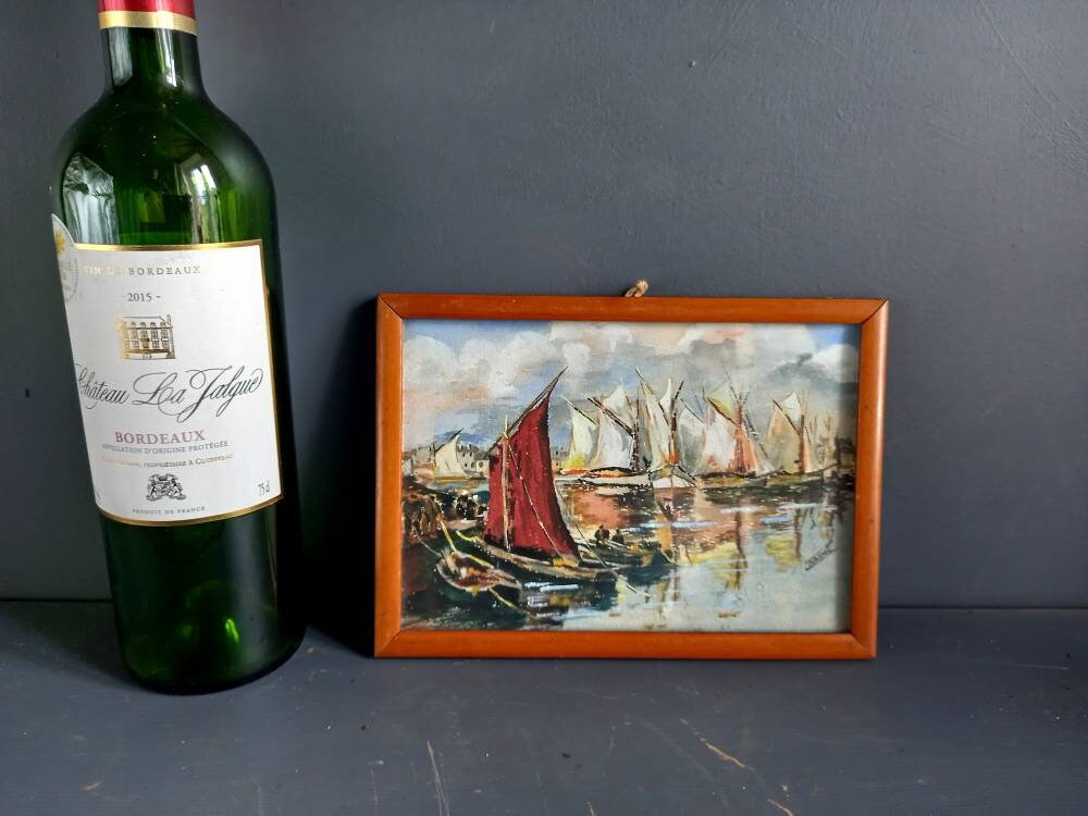 フランス　水彩画　ヴィンテージ 絵画 フランス 風景画(街並み) ヴール＝レ＝ロズ インテリアアート額