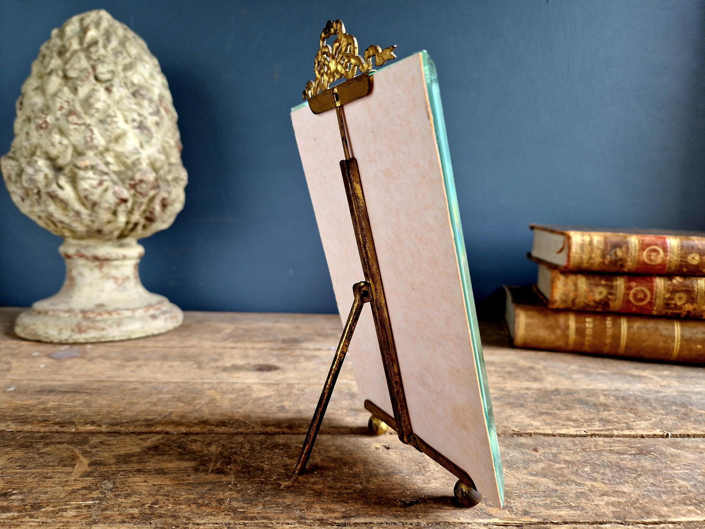 French Antique Beveled Glass Photo Frame: Chateau Ribbon Decor - Etsy