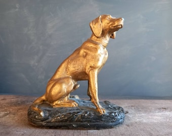 Dog statue. French vintage dog sculpture. Dog art. Dog sculpture. Vintage French dog ornament. Country house decor.French plaster dog statue