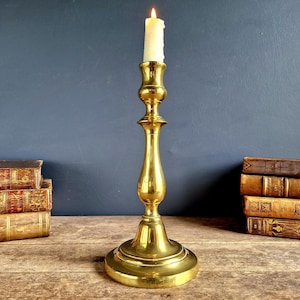 Antique candleholder.Antique candlestick . 19th century candlestick. Brass candlestick. European antiques. Candleholder. French antiques