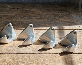 Set of 4 French Vintage Aluminum Coat Hooks – Mid Century Style
