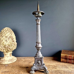 French church candlestick religious candle holder Gothic candleholder Housewarming gift Prayer room decor Catholic vintage Catholic gift