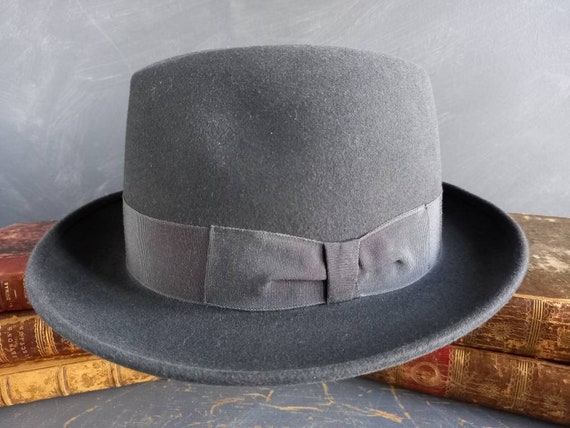 Vintage Mossant Paris Fedora Hat, Charcoal Grey, Size 55.5  display picture 1