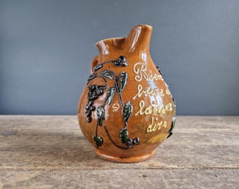 Antique French Beer Jug: Normandy Farmhouse Pitcher