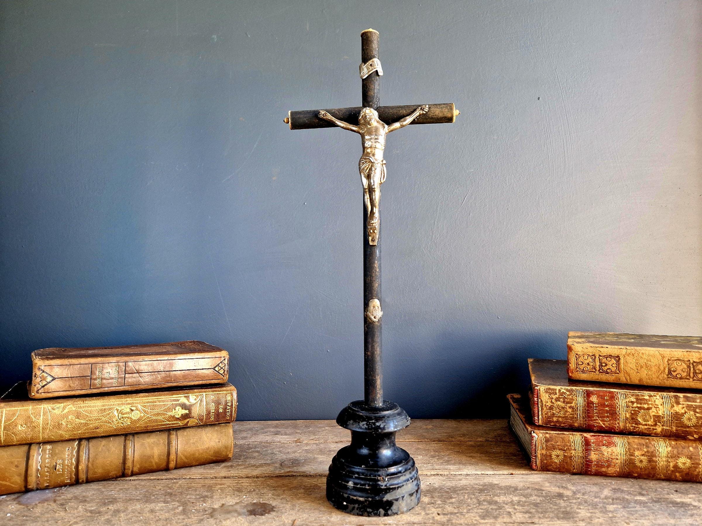 フランス アンティーク ナポレオン3世 工場 木製 十字架 スタンド 3点