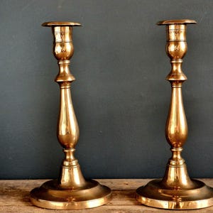 French antique candlesticks Antique brass candle holders Pair of candle holders Pair of antique brass candlesticks 1800s candleholders